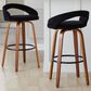 LumiSource Grotto Swivel Bar Stool with Black Velvet Upholstery in Walnut Wood and Black (Set of 2), , large