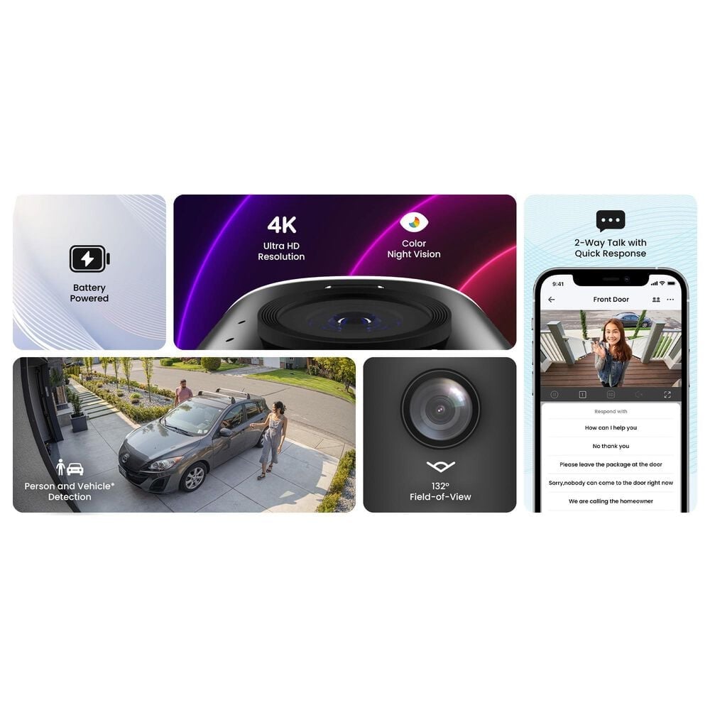 Lorex 4K Spotlight Battery Wi-Fi Outdoor Security Camera in Black, , large