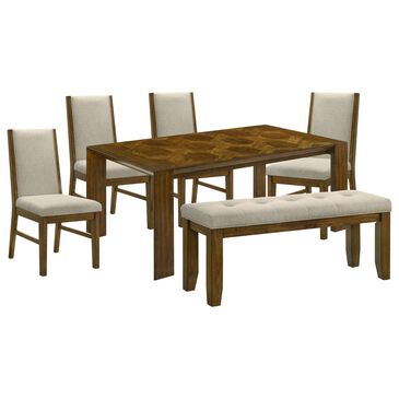 Crown Mark Hollister 6-Piece Rectangular Dining Set in Brown, , large