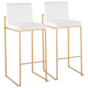 Lumisource Fuji Barstool in White and Gold (Set of 2), , large