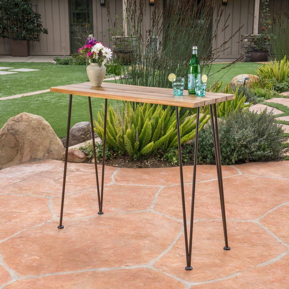 Hearth and Haven Denali Patio Bar Table in Brown and Black, , large