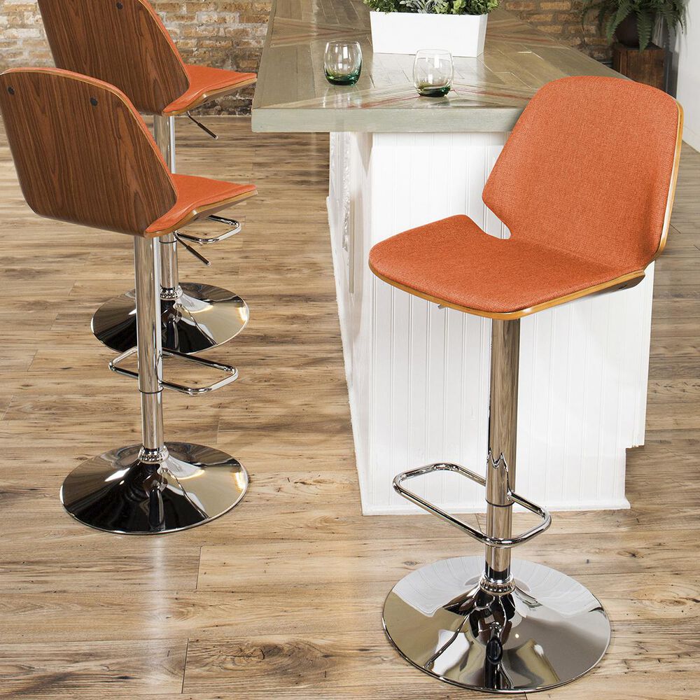 Lumisource Serena Barstool in Orange/Walnut, , large