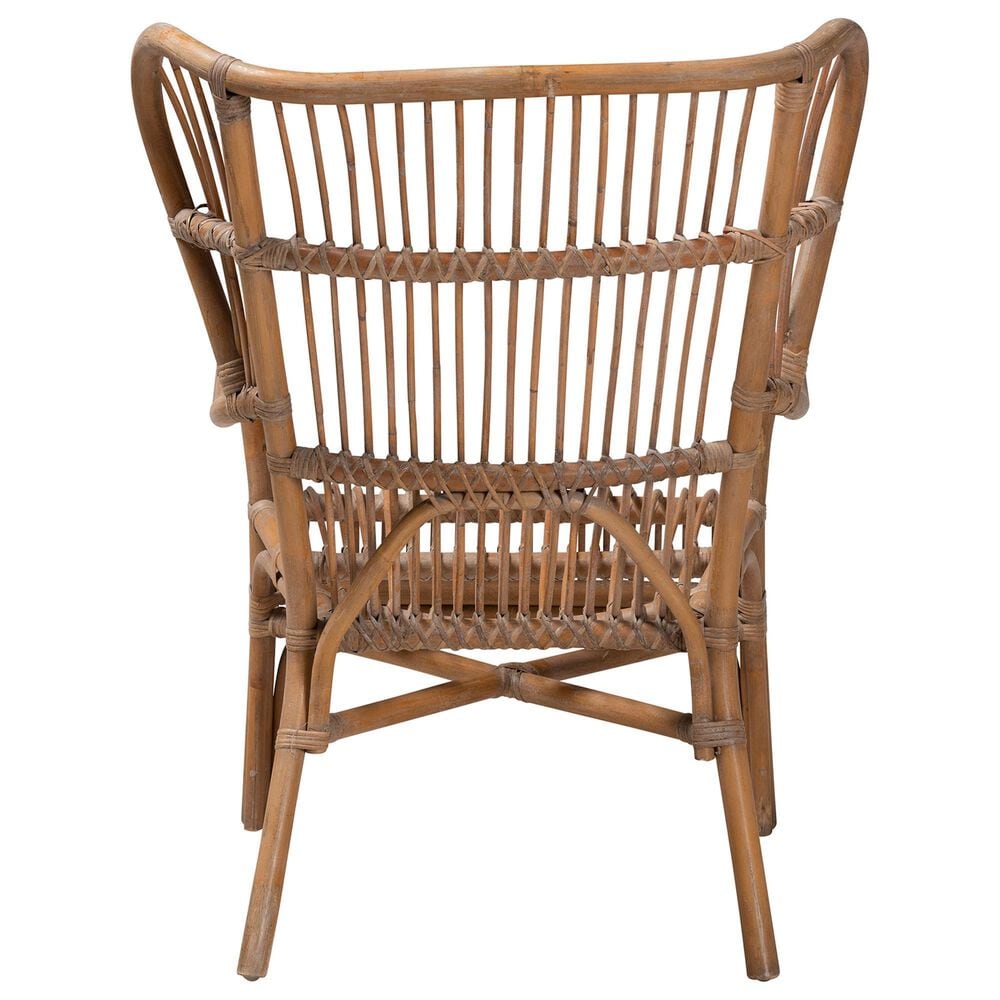 Baxton Studio Lamaria Rattan Arm Chair in Natural Brown Antique, , large