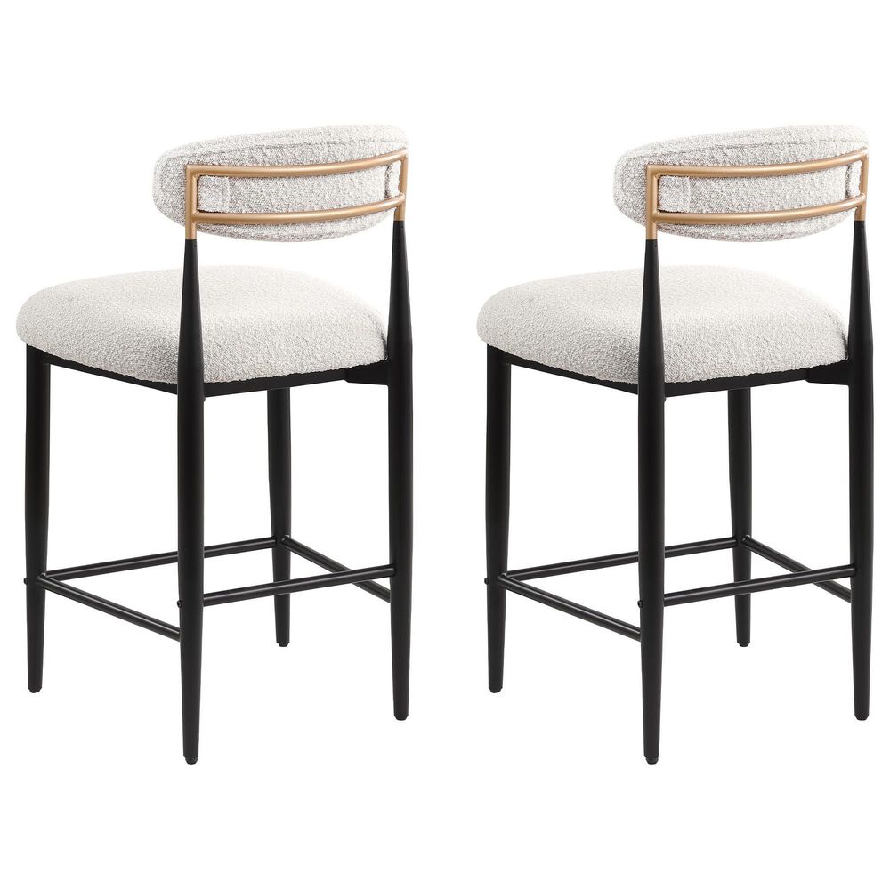 Morden Fort 26" Armless Counter Stool with White Boucle Fabric in Black and Gold (Set of 2), , large