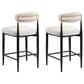 Morden Fort 26" Armless Counter Stool with White Boucle Fabric in Black and Gold (Set of 2), , large