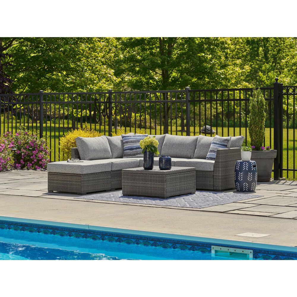 Ashley Petal Road 4-Piece Patio Sectional Set in Gray, , large