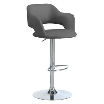 Monarch Specialties Swivel Bar Stool with Hydraulic Lift in Light Grey and Chrome Meta , , large