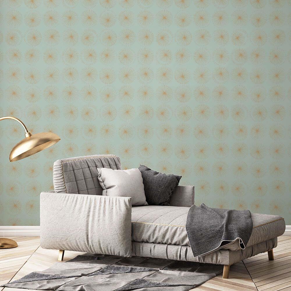 Tempaper Goodbye Moon Aegean Green & Metallic Gold Peel and Stick Wallpaper, , large