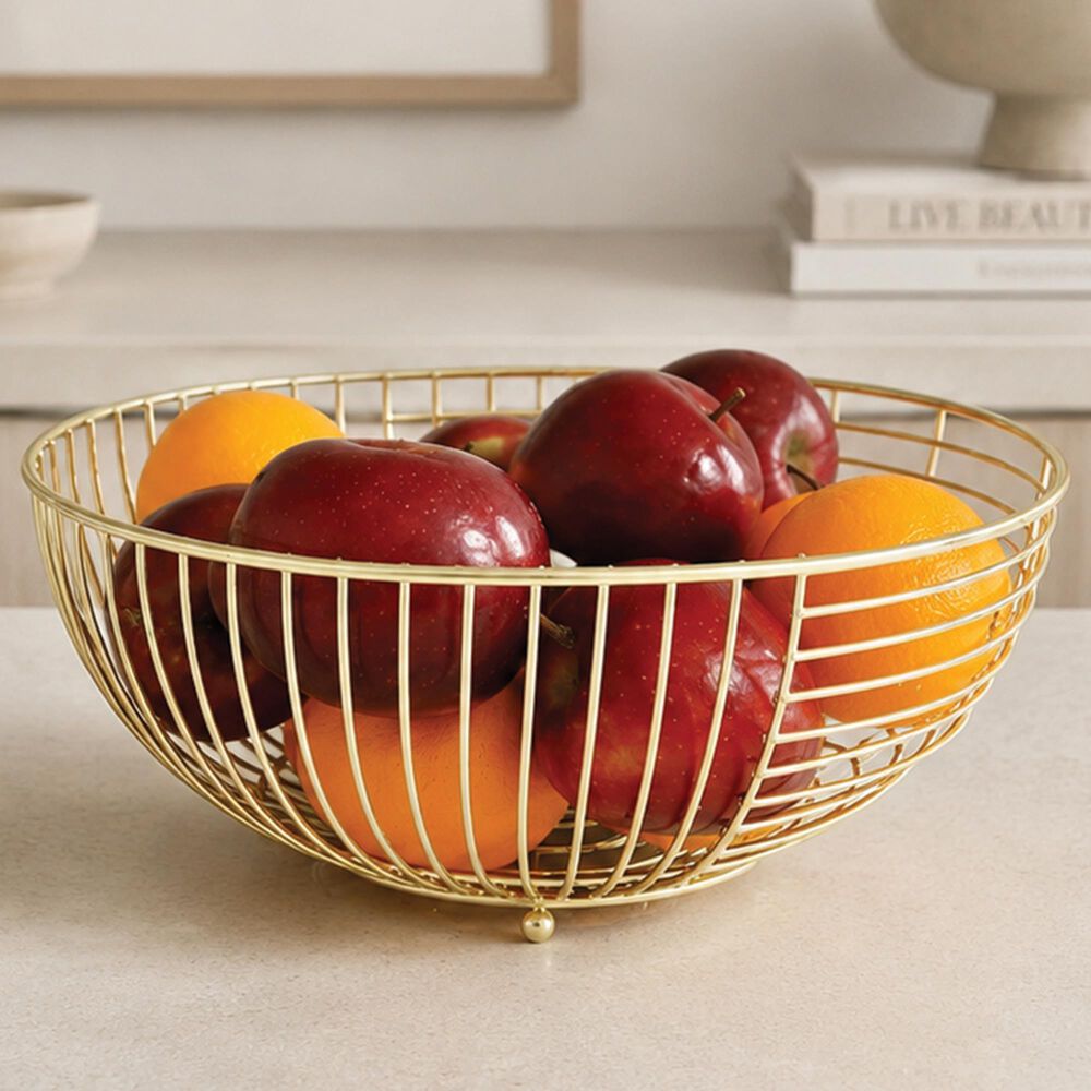 Home Basics Halo Fruit Basket in Matte Gold, , large
