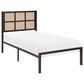Hearth and Haven Twin Platform Bed with Faux Cane Panel Headboard in Dark Bronze, , large