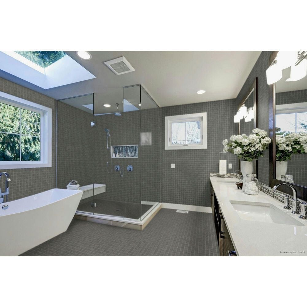 Emser Sterlina II Asphalt 2&quot; x 2&quot; Square on 12&quot; x 12&quot; Matte Porcelain Mosaic Sheet, , large