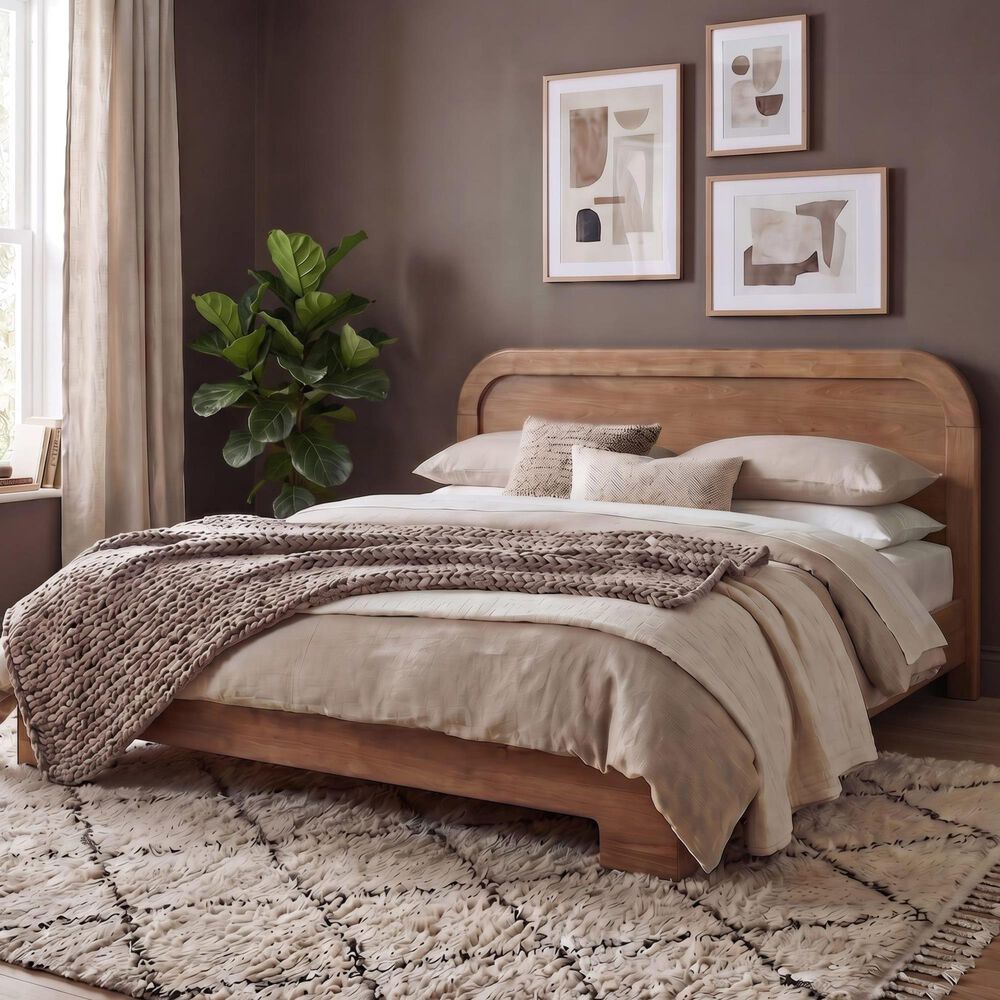 Urban Home Kione California King Platform Panel Bed in Brown, , large