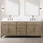 Lexora Home Laurel 80" Double Bathroom Vanity in Grey Oak with White Carrara Marble Top and Rectangular Sinks, , large