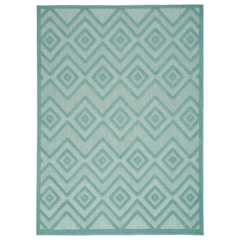 Nourison Versatile 2" x 4" Aqua and Teal Indoor/Outdoor Area Rug, , large