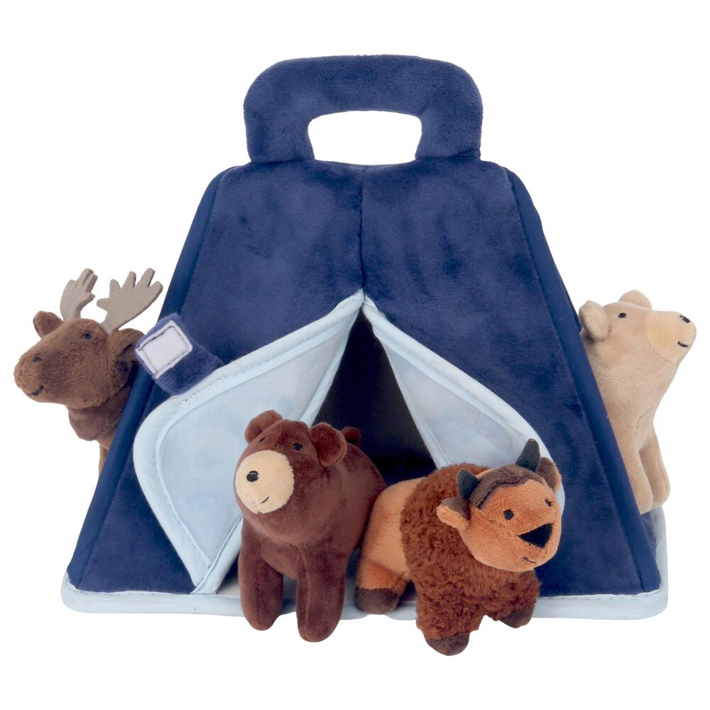 Lambs and Ivy Big Sky Plush Tent with Woodland Stuffed Animals Toy Play Set  in Navy Blue, Brown and Cream | Nebraska Furniture Mart