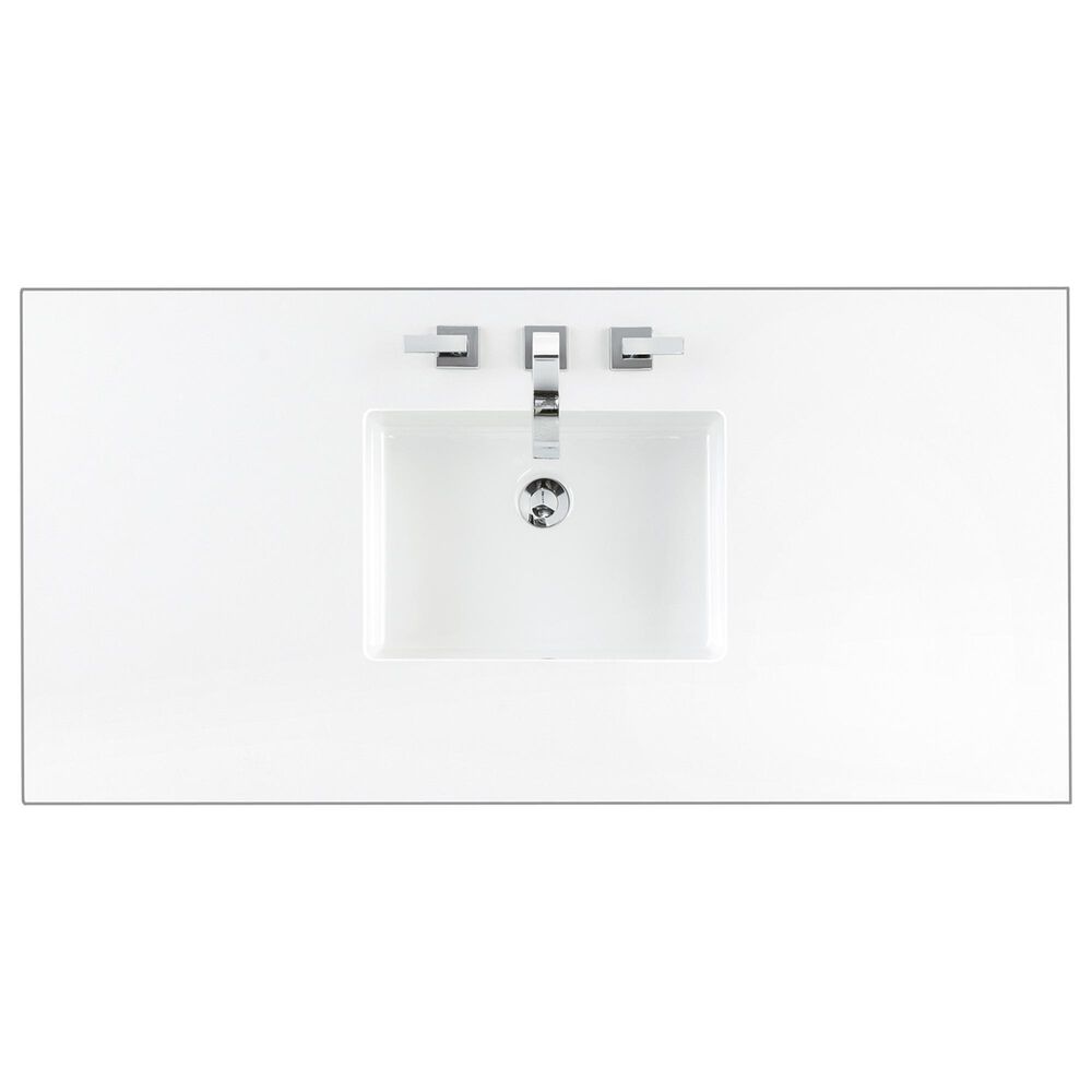 James Martin Vanities Gracyn 48" Single Bathroom Vanity in Coastal Driftwood with 3 cm White Zeus Quartz Top and Rectangular Sink, , large