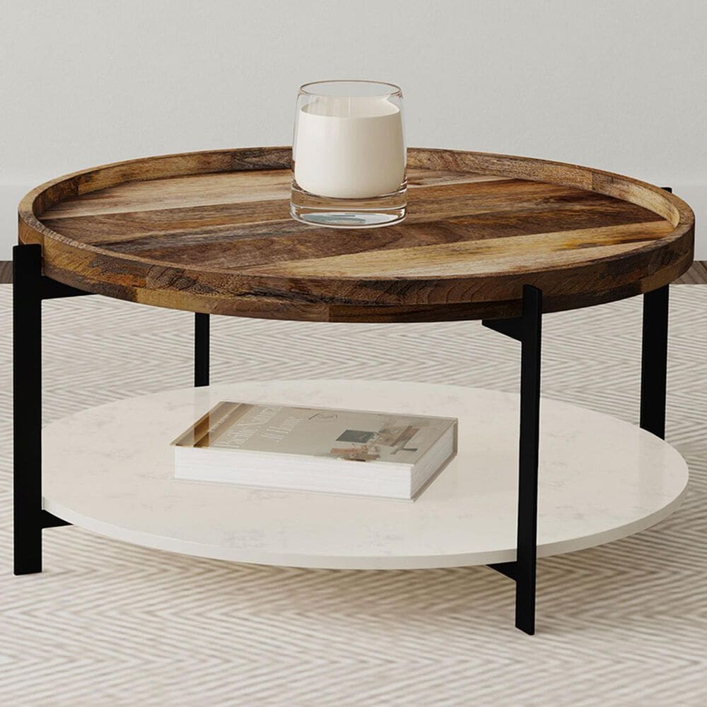 Coaster Adhvik Coffee Table in Natural, White and Black, , large