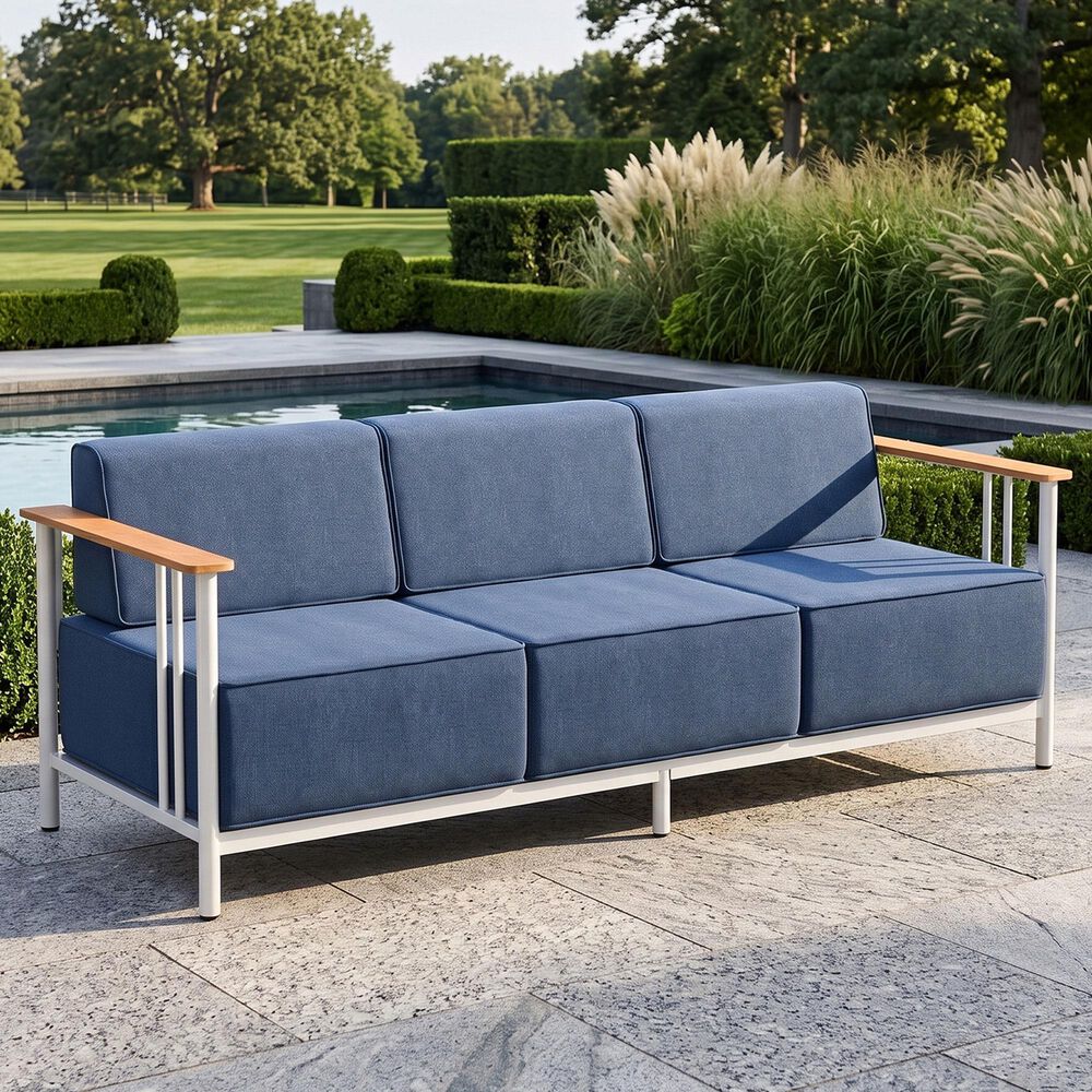 Sunwell Garden 3-Seater Patio Sofa in Blue, , large