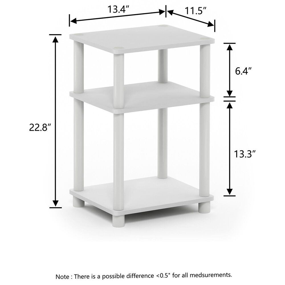 HOMLUX 3-Tier End Table in White, , large