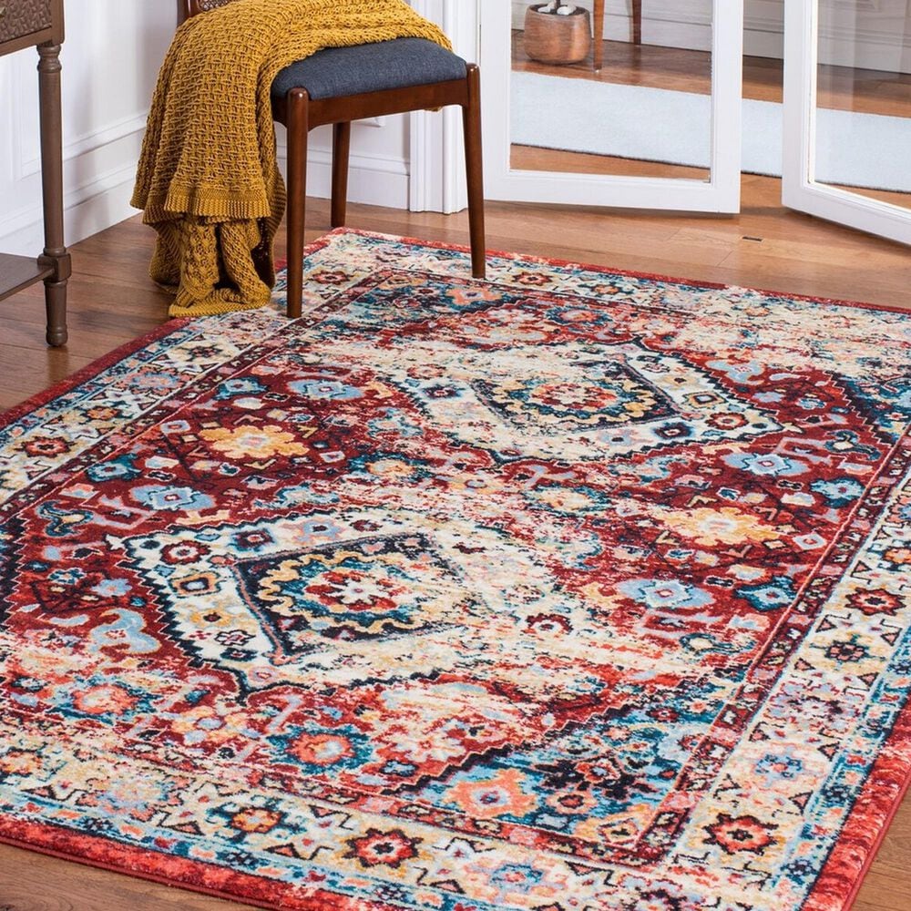Safavieh Riviera RIV157 7&#39;9&quot; x 10&#39; Red and Blue Area Rug, , large