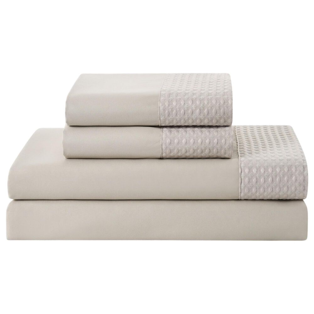 Trade Linker 4-Piece Queen Waffle Hem Sheet Set in Taupe, , large