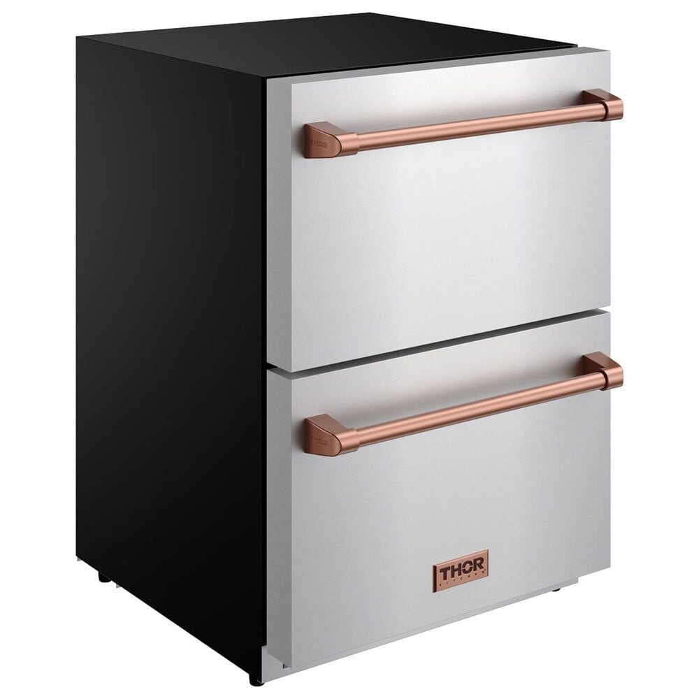 Thor Kitchen Gordon Ramsay 5.4 Cu. Ft. Undercounter Drawer Refrigerator with Rose Gold Handle Kit in Stainless Steel, , large