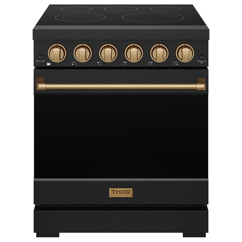 Thor Kitchen Gordon Ramsay 4.6 Cu. Ft. Professional Freestanding Electric Range with Bronze Handle Kit in Black, , large