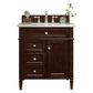 James Martin Vanities Brittany 30" Single Bathroom Vanity in Burnished Mahogany with 3 cm White Zeus Quartz Top and Rectangular Sink, , large