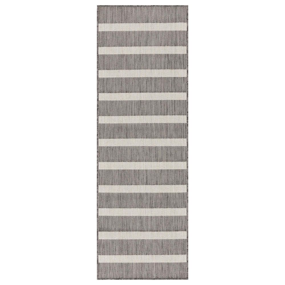 Nourison Positano POS03 Charcoal and Ivory 2&#39; x 6&#39; Indoor/Outdoor Runner, , large