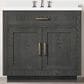 Lexora Home Abbey 36" Single Bathroom Vanity in Black Oak with 2 cm White Cultured Marble Top and Rectangular Sink, , large
