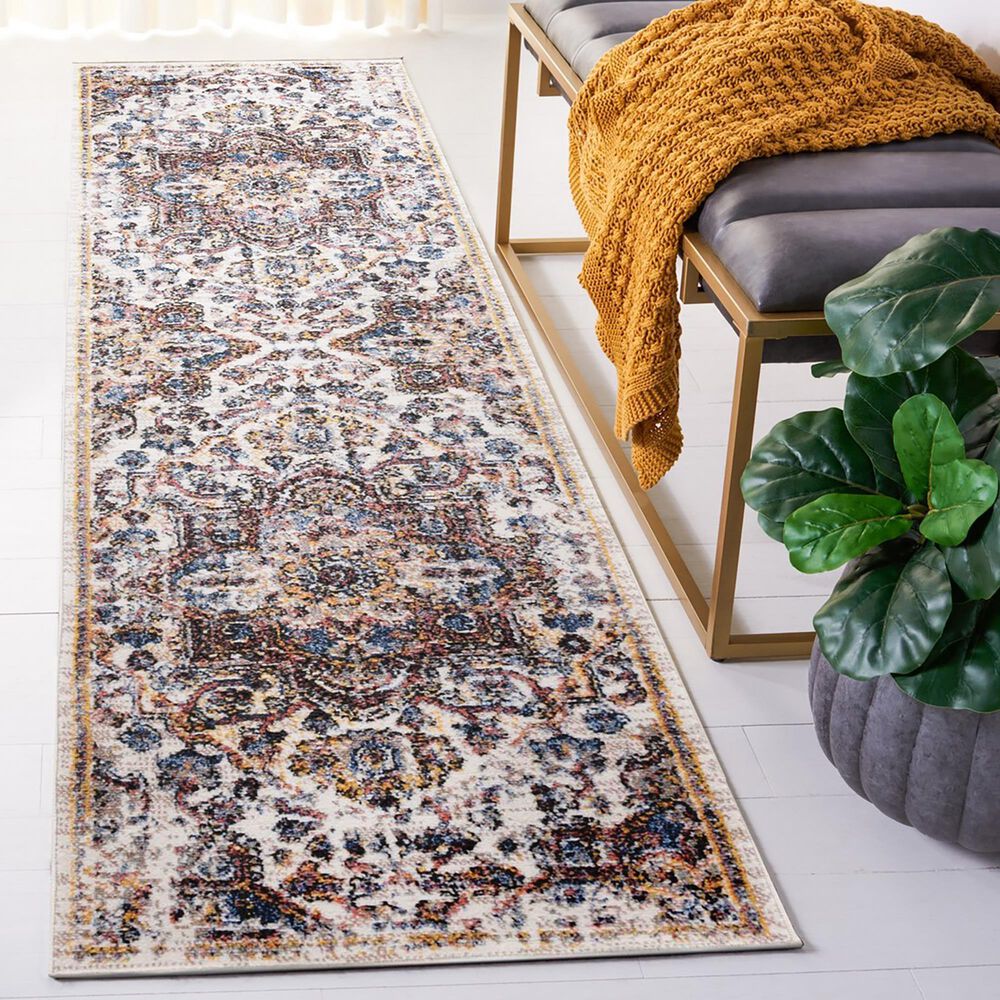 Safavieh Astoria Oriental 2&#39;2&quot; x 8&#39; Ivory, Blue and Rust Runner, , large