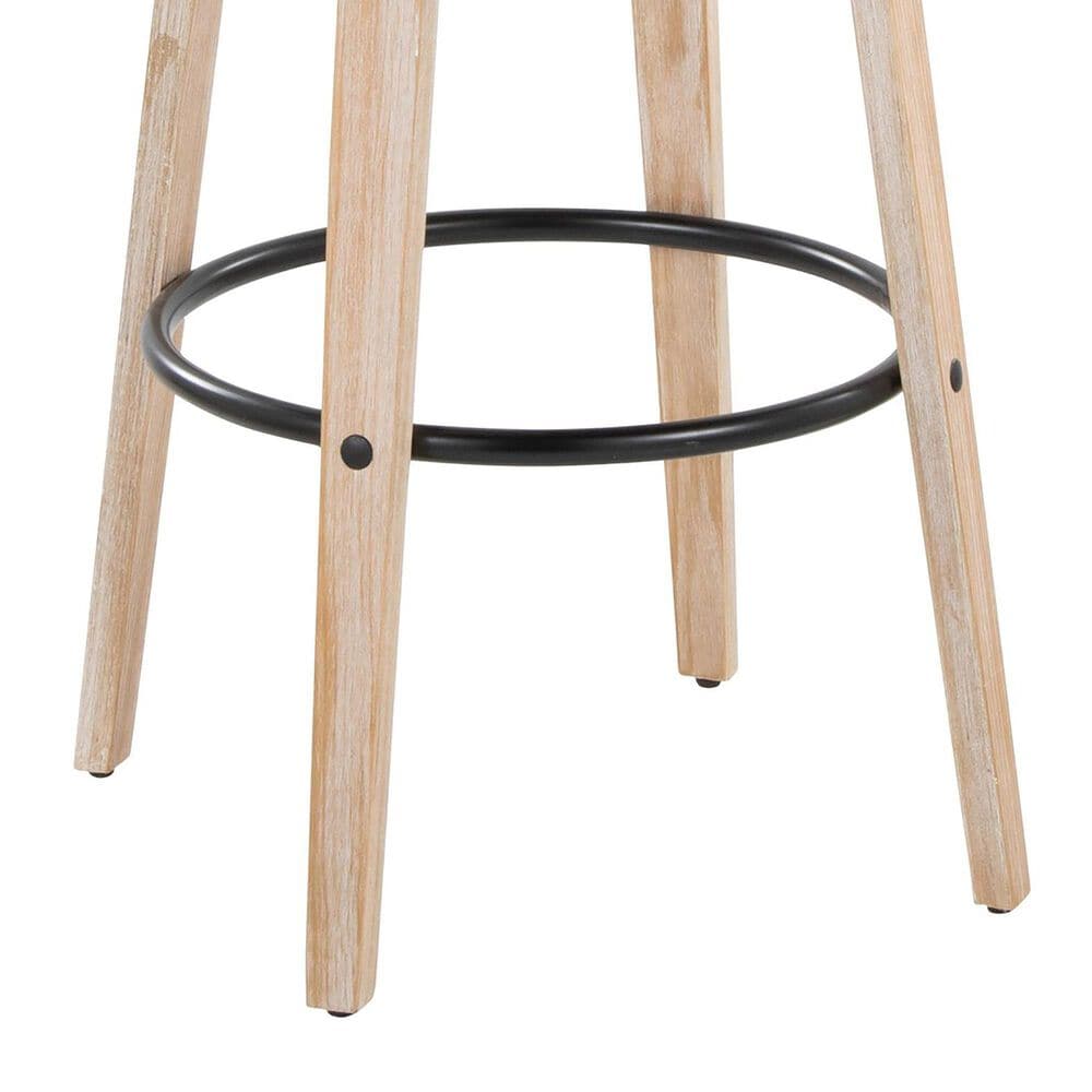 LumiSource Grotto 30" Swivel Barstool with Oat Upholstery in Whitewashed and Black (Set of 2), , large