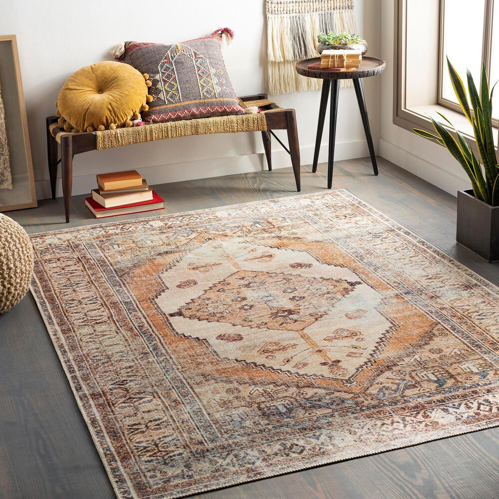 Surya Amelie AML-2312 5&#39;3&quot; x 7&#39;3&quot; Camel, Wheat, Ivory, Saffron, Orange and Blue Area Rug, , large