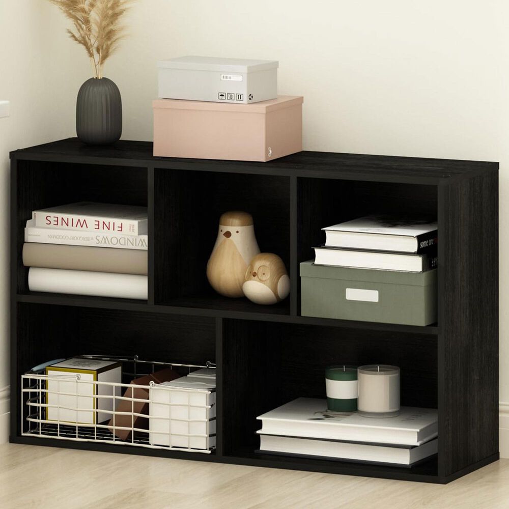 HOMLUX 5-Cube Open Shelf Storage Bookcase in Blackwood, , large