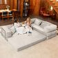 Jaxx Unsofa 2-Piece Modular Right Facing L-Shaped Sectional in Ivory Microvelvet, , large