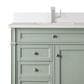 James Martin Vanities Brittany 36" Single Bathroom Vanity in Sage Green with Single Hole 3 cm White Zeus Quartz Top and Rectangular Sink, , large