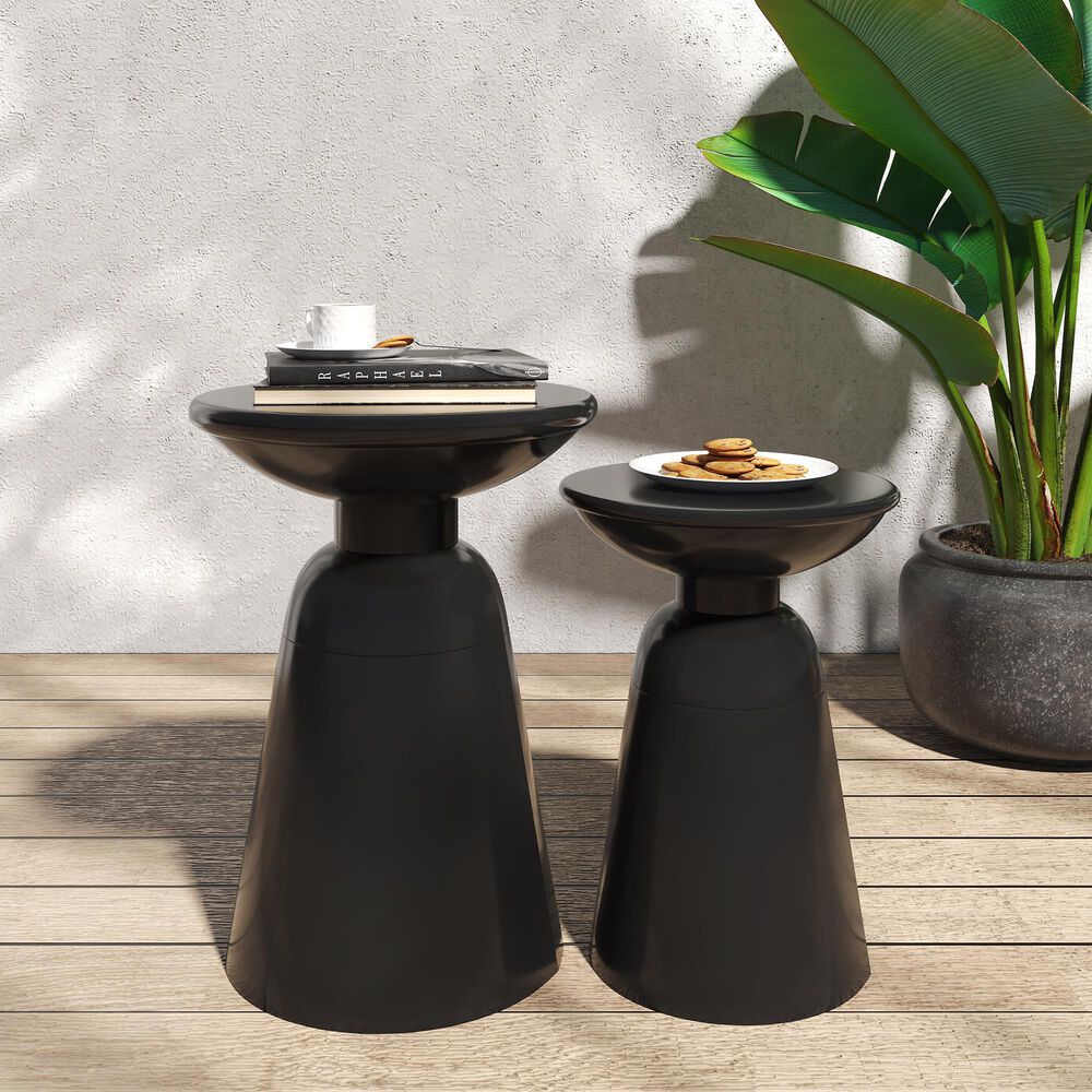 Hearth and Haven Serenita Patio Side Tables in Black &#40;Set of 2&#41;, , large