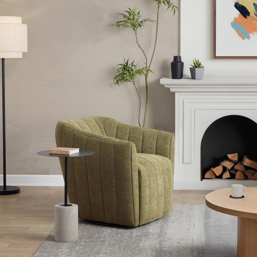 LumiSource Finley Swivel Accent Chair in Green, , large