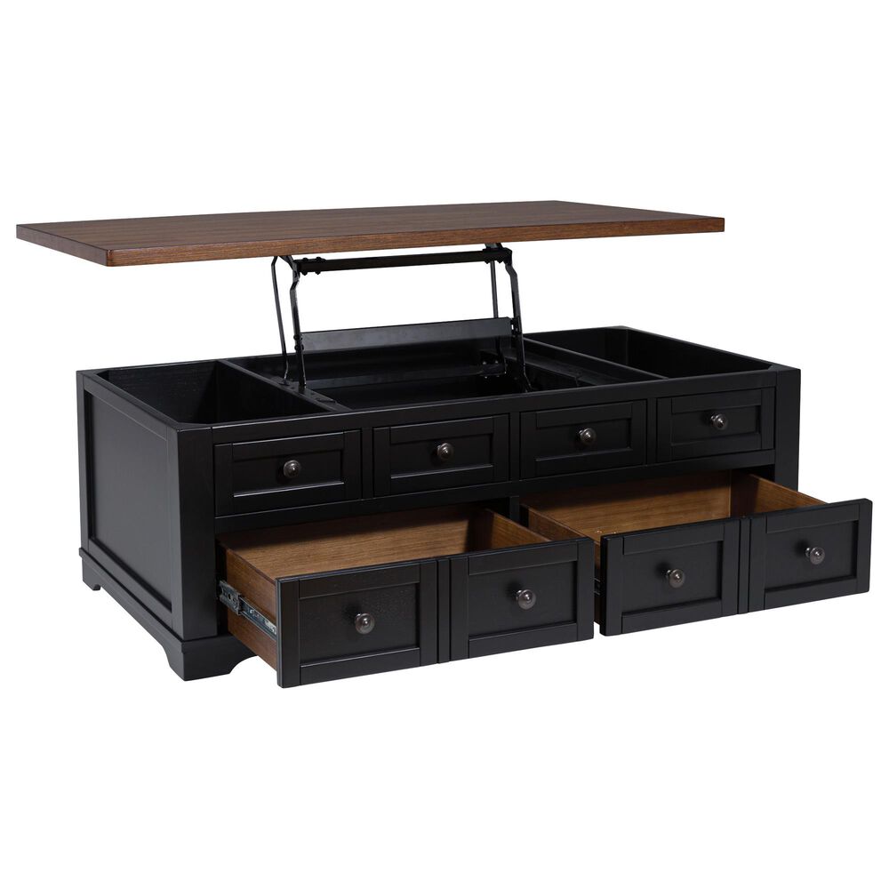 Ashley Wildenauer Lift Top Cocktail Table in Warm Satin Black and Brown, , large