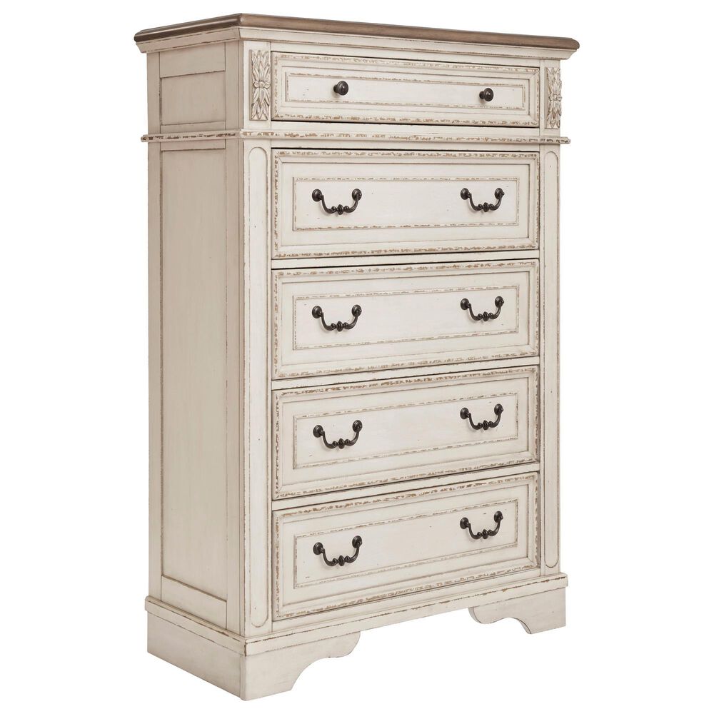 Ashley Realyn 5-Piece Queen Panel Bedroom Set in Chipped White, , large
