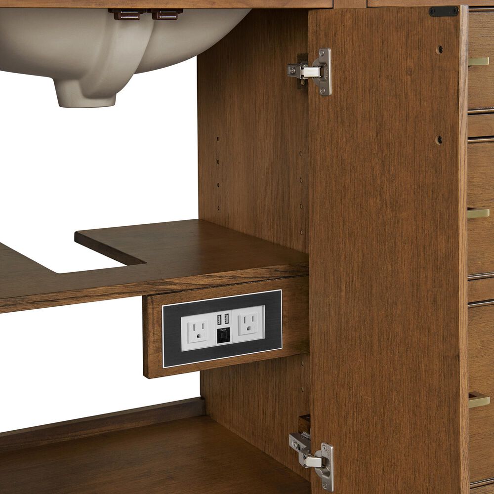 37B Lucerne 48" Single Bathroom Vanity in Dark Maplewood with Marble Top and Backsplash, , large