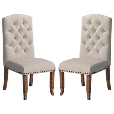 Furniture of America Mcinnis Dining Chair with Ivory Cushion in Rustic Pine (Set of 2), , large
