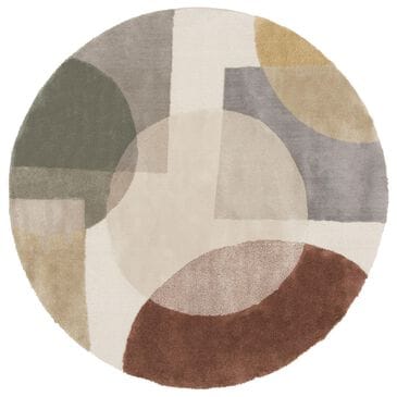 Central Oriental Stonington Aslan Lace and Clay 7"10" Round Area Rug, , large