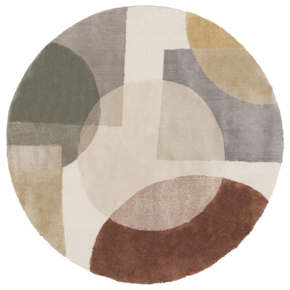 Central Oriental Stonington Aslan Lace and Clay 7"10" Round Area Rug, , large