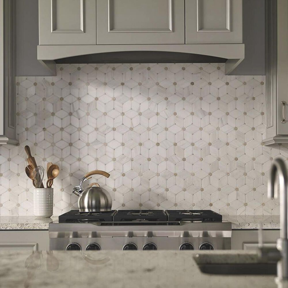 MS International Cecily White 12&quot; x 12&quot; Natural Stone Mosaic Sheet, , large