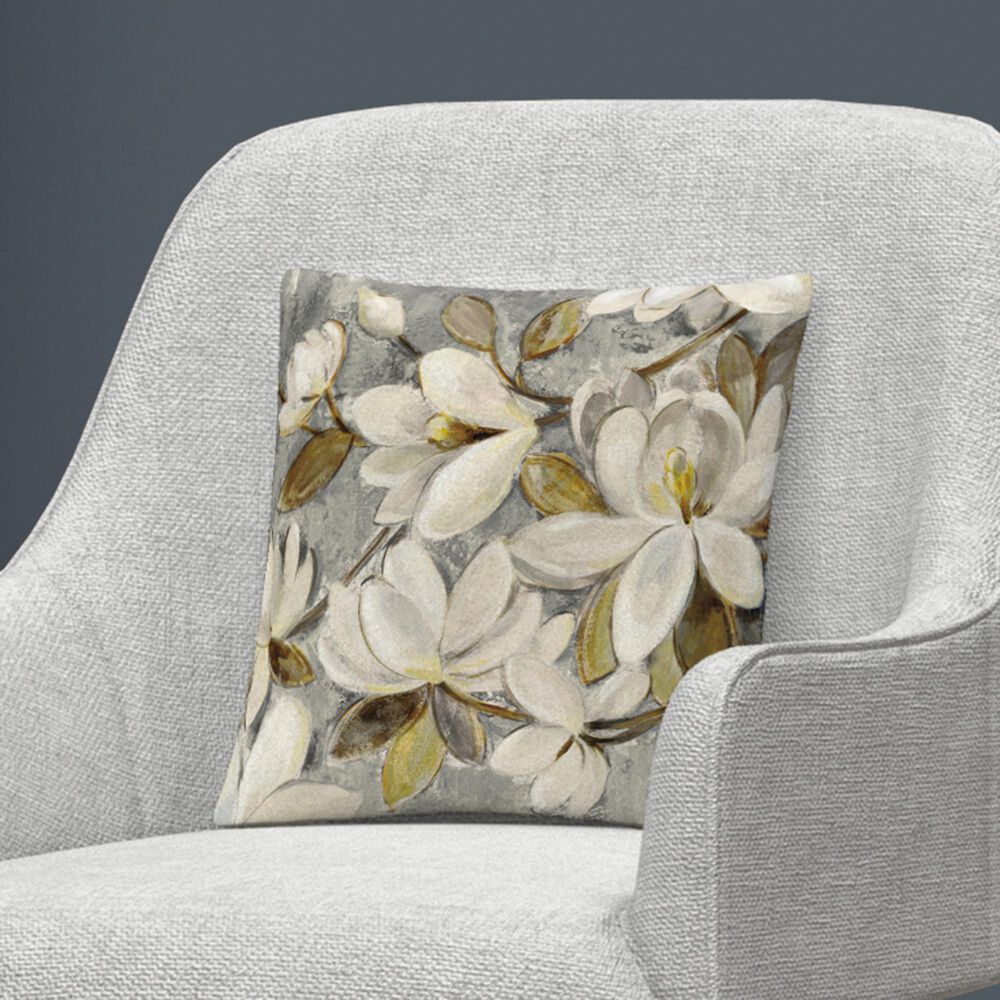 Timberlake Silvia Vassileva 'Magnolia Simplicity Neutral Gray' 16 x 16 Decorative Throw Pillow, , large