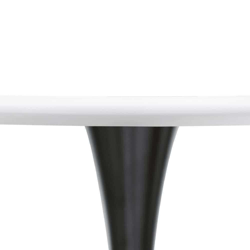 Leisuremod Bristol 24&quot; Round Dining Table with MDF Top in Black and White - Table Only, , large