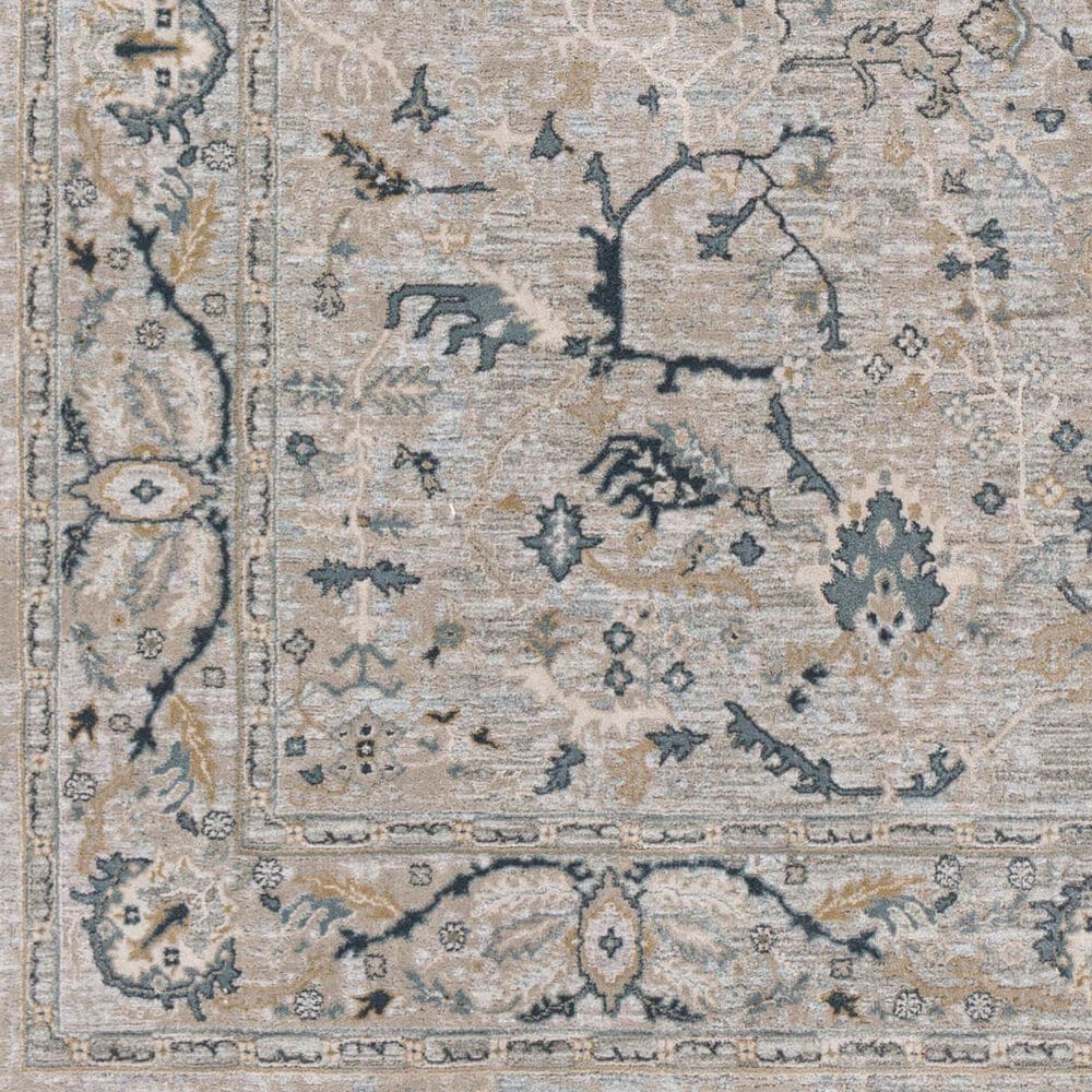 Surya Brunswick 6&#39;7&quot; Round Deep Teal, Dusty Sage, Medium Gray, Light Beige and Taupe Area Rug, , large
