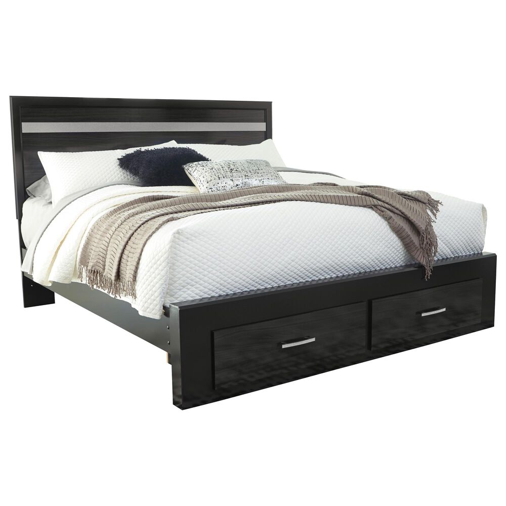 Signature Design by Ashley Starberry King Storage Bed in Black and Silvertone, , large