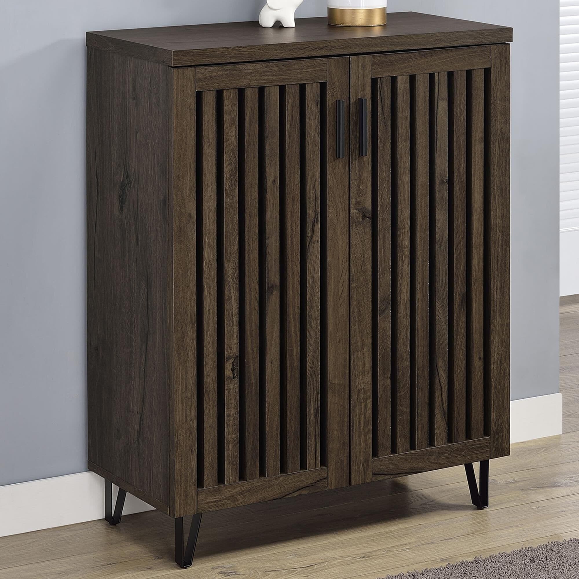 Coaster Brixton 6-Shelf Shoe Storage Cabinet in Smoked Oak and Black